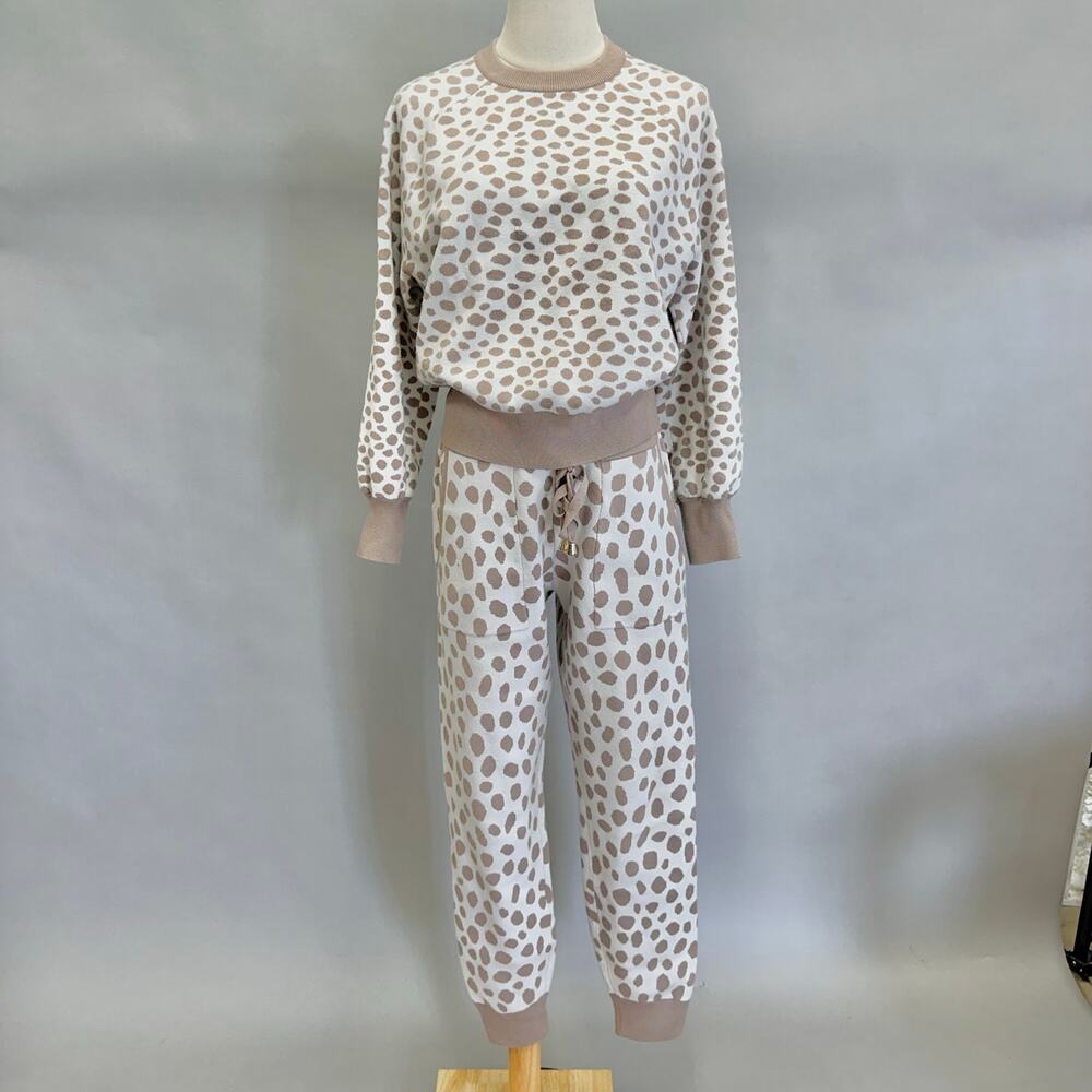Ann Taylor knit sweater jogger & sweatshirt set animal dot size small & medium